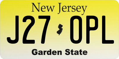 NJ license plate J27OPL