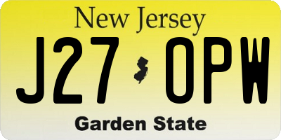 NJ license plate J27OPW