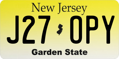 NJ license plate J27OPY