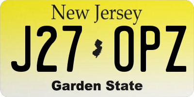 NJ license plate J27OPZ