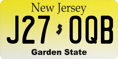 NJ license plate J27OQB