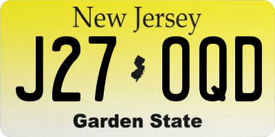 NJ license plate J27OQD