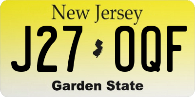 NJ license plate J27OQF