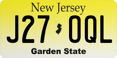 NJ license plate J27OQL
