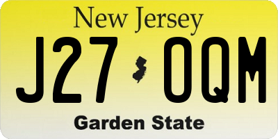 NJ license plate J27OQM
