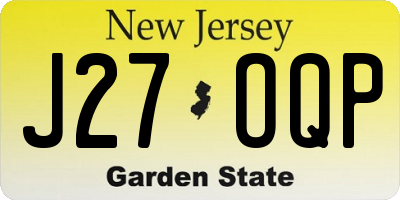 NJ license plate J27OQP