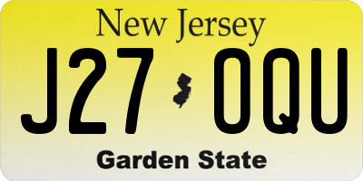 NJ license plate J27OQU