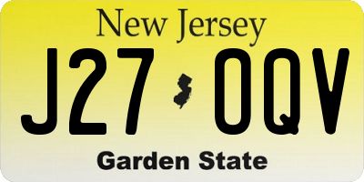 NJ license plate J27OQV