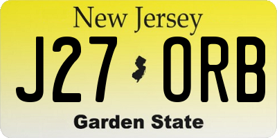 NJ license plate J27ORB