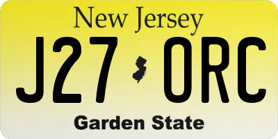 NJ license plate J27ORC