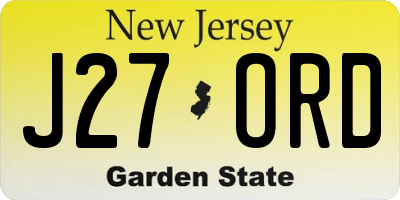NJ license plate J27ORD