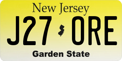 NJ license plate J27ORE