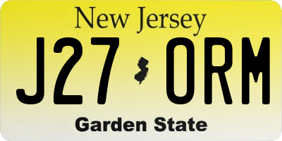 NJ license plate J27ORM