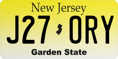 NJ license plate J27ORY