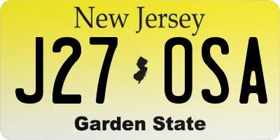 NJ license plate J27OSA