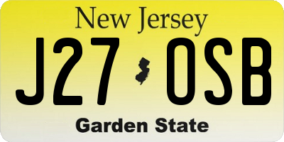 NJ license plate J27OSB