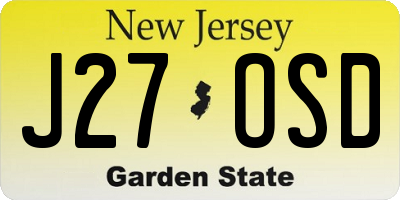 NJ license plate J27OSD