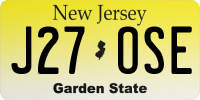 NJ license plate J27OSE