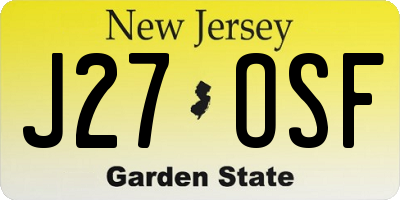 NJ license plate J27OSF