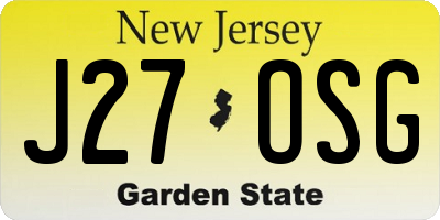 NJ license plate J27OSG