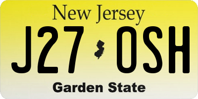 NJ license plate J27OSH