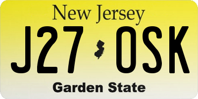 NJ license plate J27OSK