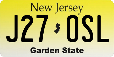 NJ license plate J27OSL