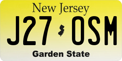 NJ license plate J27OSM