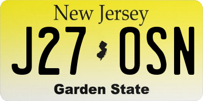 NJ license plate J27OSN