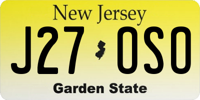 NJ license plate J27OSO