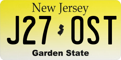 NJ license plate J27OST