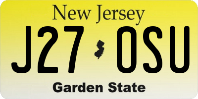 NJ license plate J27OSU