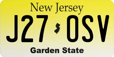 NJ license plate J27OSV