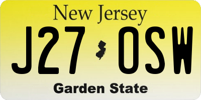 NJ license plate J27OSW