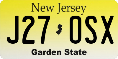 NJ license plate J27OSX