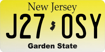 NJ license plate J27OSY
