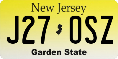 NJ license plate J27OSZ