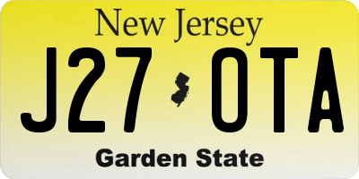NJ license plate J27OTA