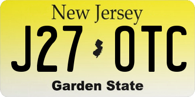 NJ license plate J27OTC