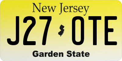 NJ license plate J27OTE