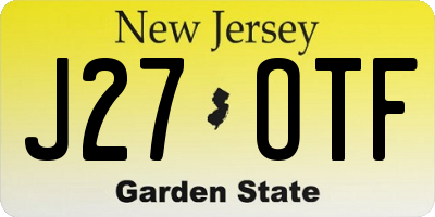 NJ license plate J27OTF