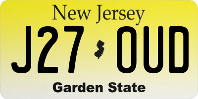 NJ license plate J27OUD