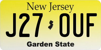 NJ license plate J27OUF
