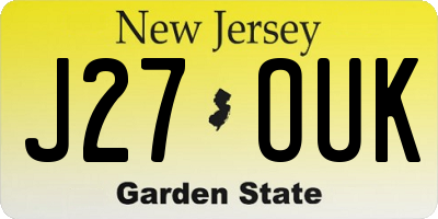 NJ license plate J27OUK