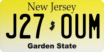 NJ license plate J27OUM