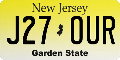 NJ license plate J27OUR
