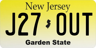 NJ license plate J27OUT