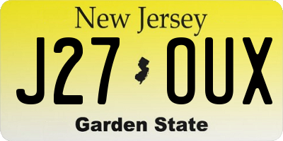 NJ license plate J27OUX