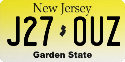 NJ license plate J27OUZ