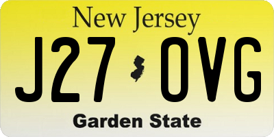 NJ license plate J27OVG